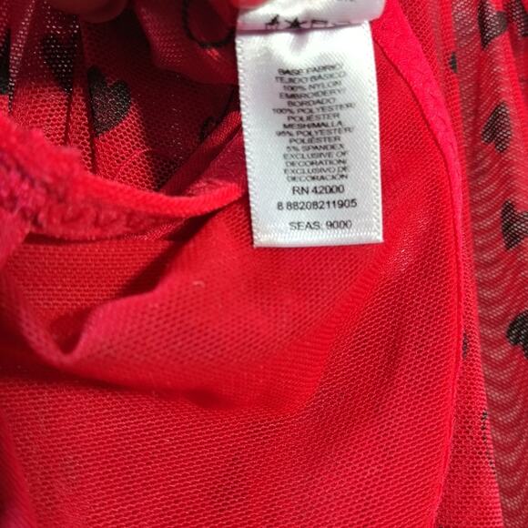 Spree Intimates Red Lace Heart Wireless Babydoll & Thong Set Size S - Picture 11 of 11